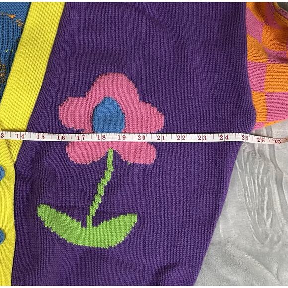 Lazy Oaf Flower Garden M Cardigan Sweater Colorful Quirky 90s Rave Vibe RARE - Picture 10 of 16